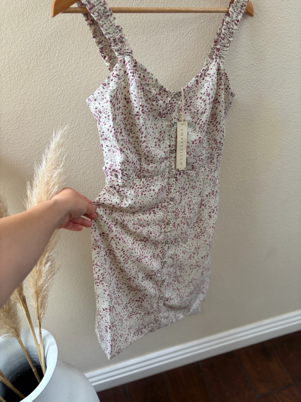 Lovestitch Cream Dress with Mauve Floral Print - Picture 2 of 5
